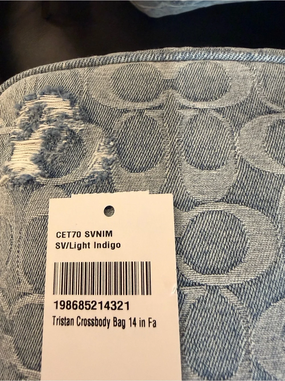 Coach Light Blue Signature Denim Crossbody Shoulder Bag unisex
